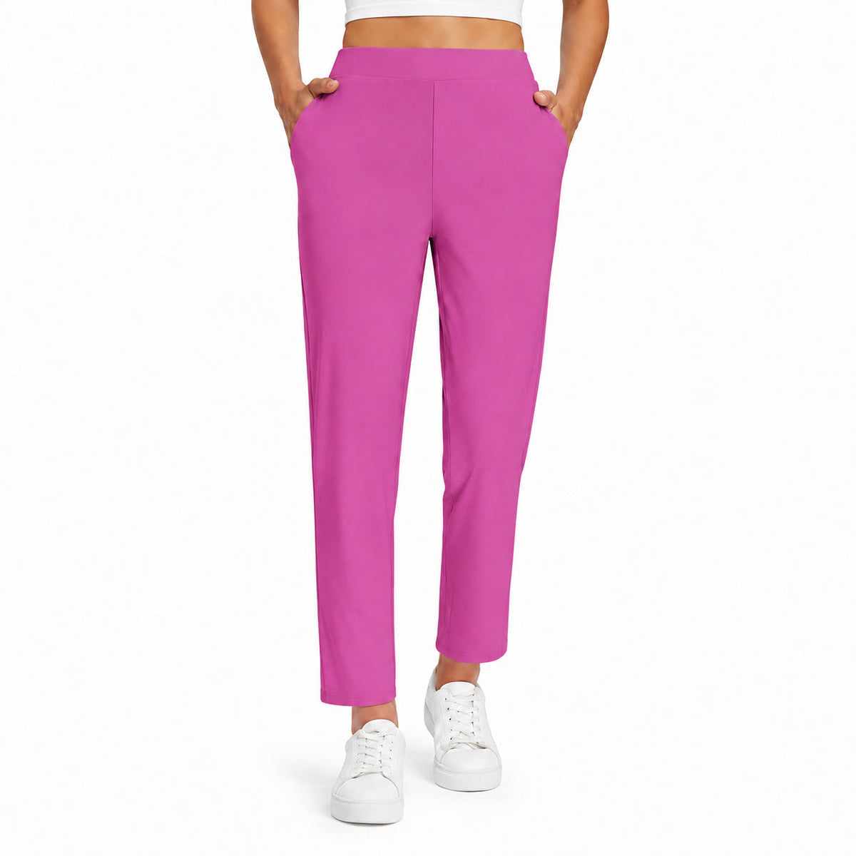 Women's High Waist Stretch Ankle Pants with Pockets – Golf, Work & Casual