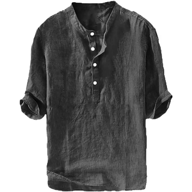 💥 Final Countdown Begins 💥Men's Linen Shirts Casual Cotton 3/4 Sleeve Regular-Fit Henley T-Shirt