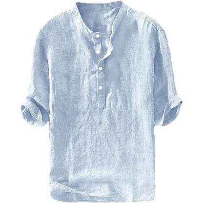 💥 Final Countdown Begins 💥Men's Linen Shirts Casual Cotton 3/4 Sleeve Regular-Fit Henley T-Shirt