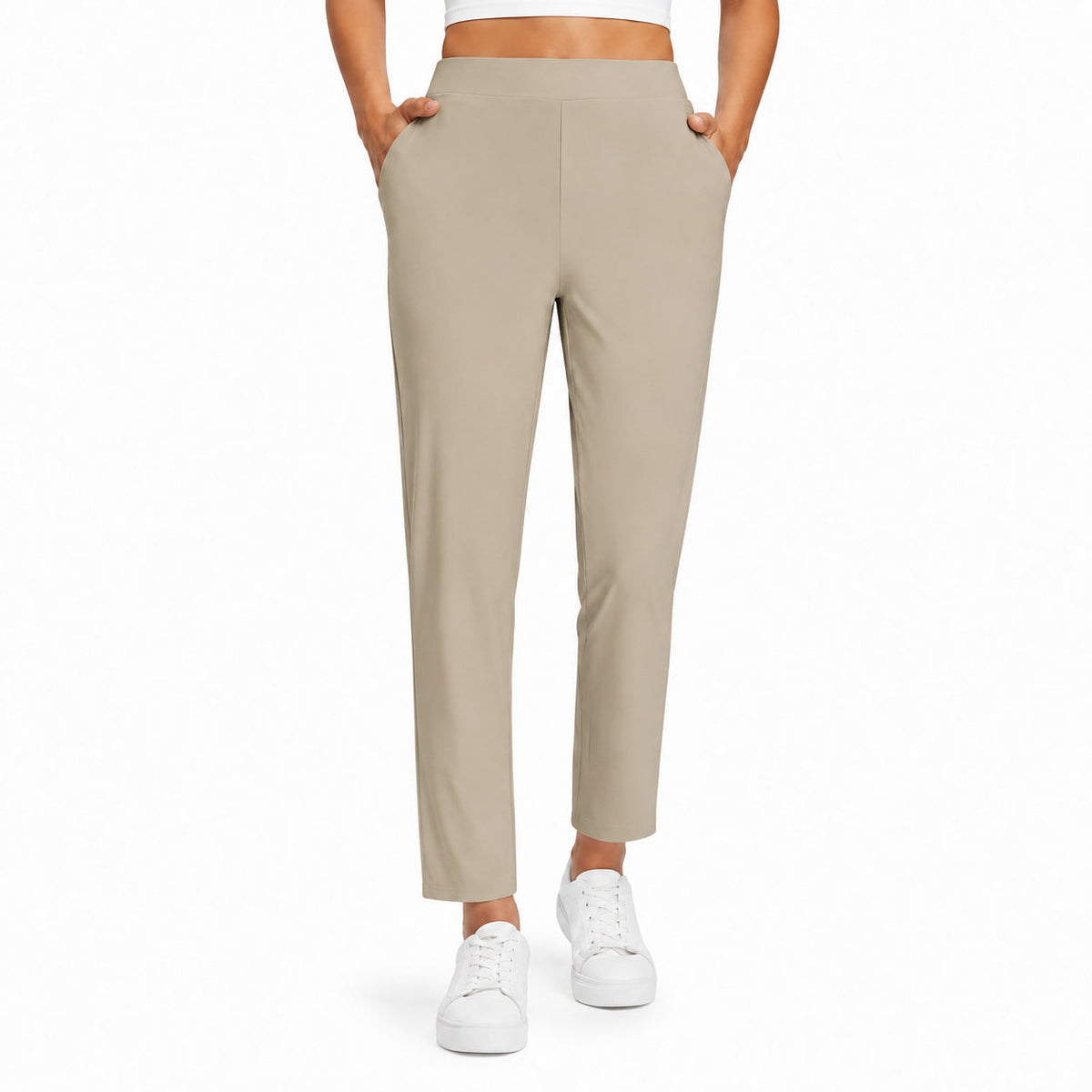 Women's High Waist Stretch Ankle Pants with Pockets – Golf, Work & Casual