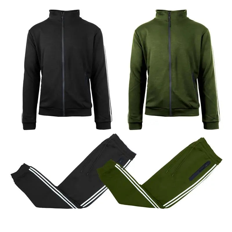 Men’s 4-Piece Fleece Zip Hoodie & Jogger Sets- 2 Full Sets