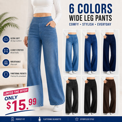 Wide Leg Stretchy Jeans for Women Loose Fit
