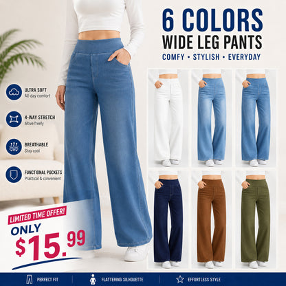 Wide Leg Stretchy Jeans for Women Loose Fit