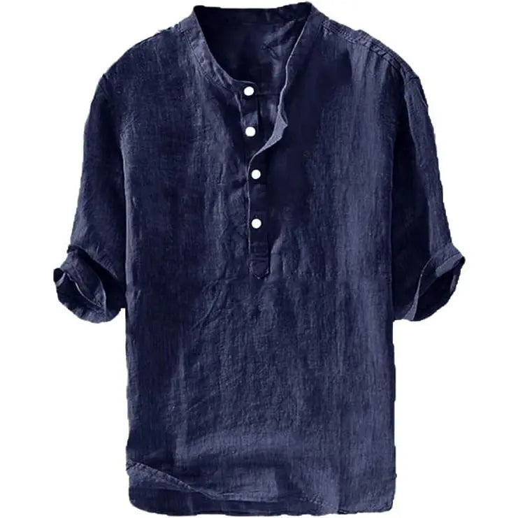 💥 Final Countdown Begins 💥Men's Linen Shirts Casual Cotton 3/4 Sleeve Regular-Fit Henley T-Shirt