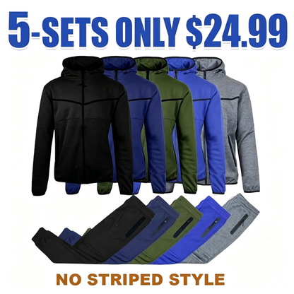 Men’s 4-Piece Fleece Zip Hoodie & Jogger Sets- 2 Full Sets