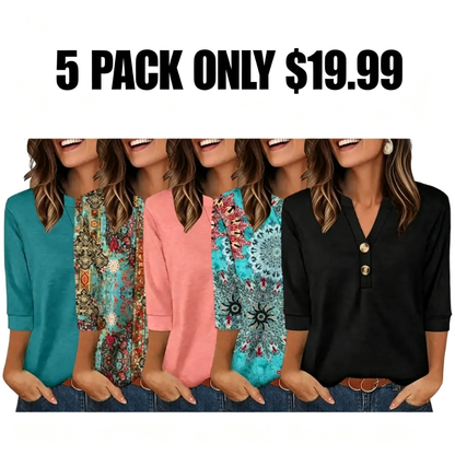 Womens Tops 3/4 Sleeve Heley Shirts for Women Summer Fashion Blouses