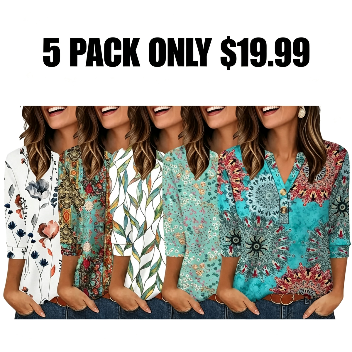 Womens Tops 3/4 Sleeve Heley Shirts for Women Summer Fashion Blouses