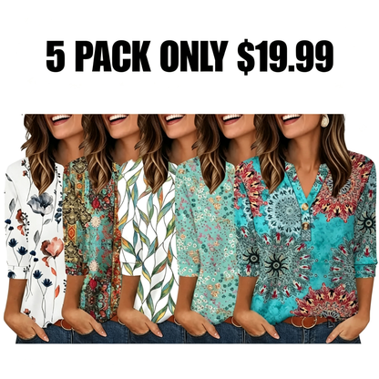 Womens Tops 3/4 Sleeve Heley Shirts for Women Summer Fashion Blouses