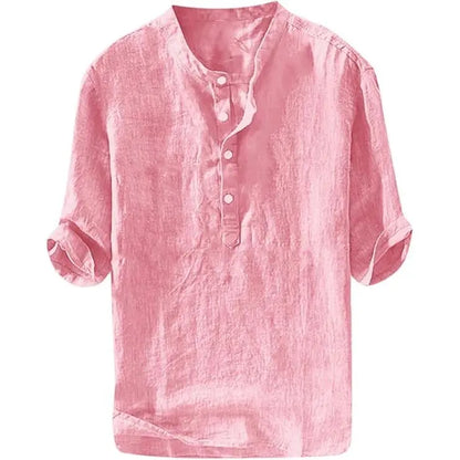 💥 Final Countdown Begins 💥Men's Linen Shirts Casual Cotton 3/4 Sleeve Regular-Fit Henley T-Shirt