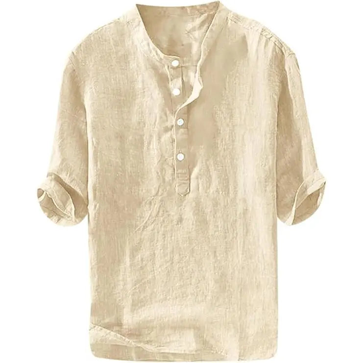 💥 Final Countdown Begins 💥Men's Linen Shirts Casual Cotton 3/4 Sleeve Regular-Fit Henley T-Shirt