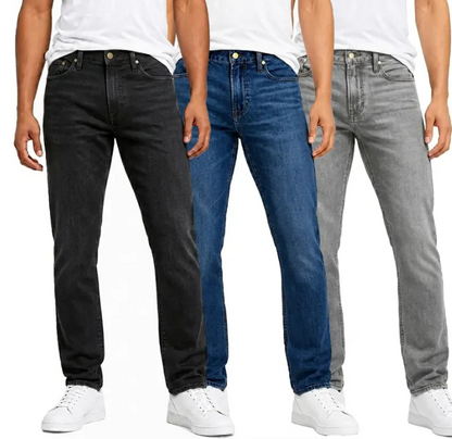 💥 Last Day Promotion 💥 Men's 3-Pack Flex Stretch Slim Straight Jeans with 5 Pockets Denim Fabric Menswear