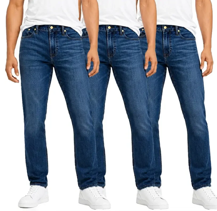 💥 Last Day Promotion 💥 Men's 3-Pack Flex Stretch Slim Straight Jeans with 5 Pockets Denim Fabric Menswear