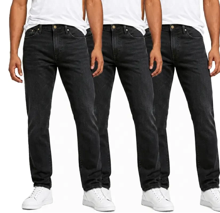 💥 Last Day Promotion 💥 Men's 3-Pack Flex Stretch Slim Straight Jeans with 5 Pockets Denim Fabric Menswear