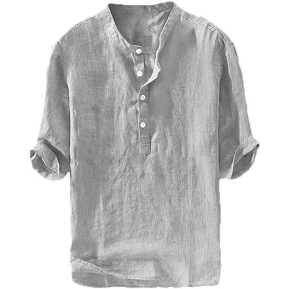💥 Final Countdown Begins 💥Men's Linen Shirts Casual Cotton 3/4 Sleeve Regular-Fit Henley T-Shirt