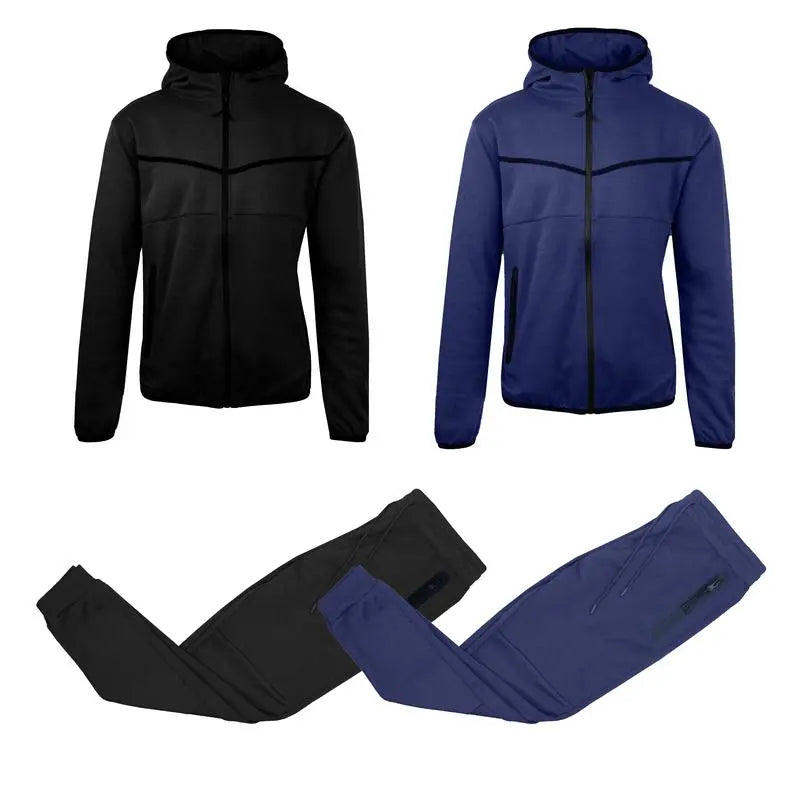 Men’s 4-Piece Fleece Zip Hoodie & Jogger Sets- 2 Full Sets