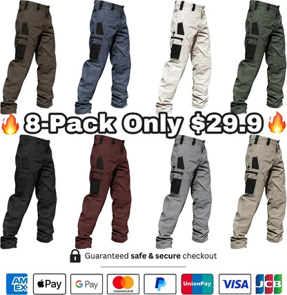 🔥8-Pack Only $29.99(All colors)🔥Men's 8-Pack Unisex 10-Pocket Heavy Duty zipper waterproof tactical Work Pants